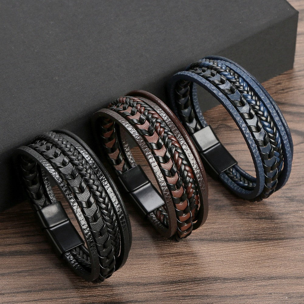 Ragnar Band - Leren Gevlochten Viking Armband