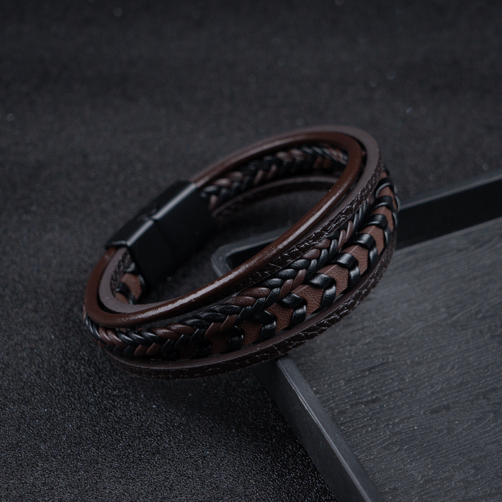 Ragnar Band - Leren Gevlochten Viking Armband