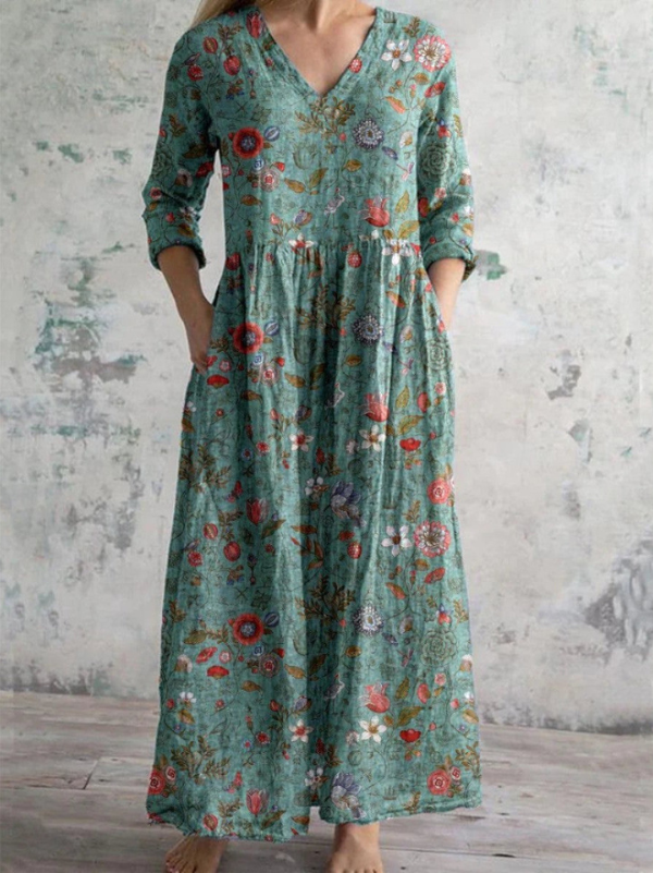 Celestine | Maxi jurk met vintage bloemenprint